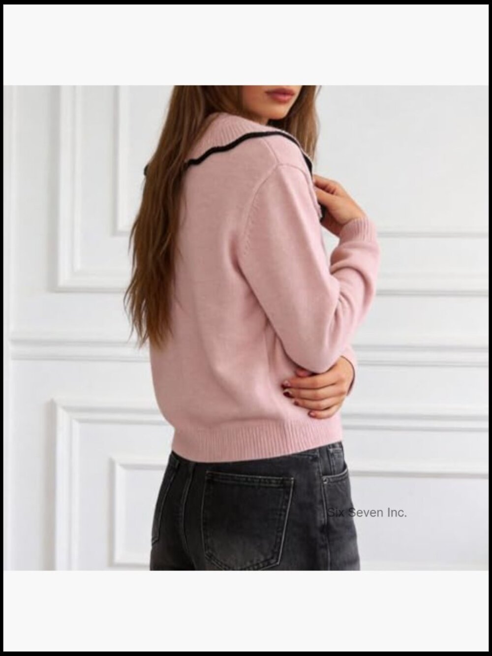 Soft Knit Button Front Cardigan with Ribbed Trim - Chunky - Picture 5 of 6